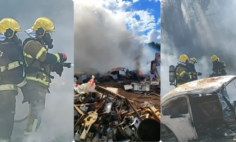 Incêndio atinge fábrica de reciclagem em Luziânia e mobiliza bombeiros