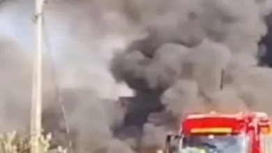 Incêndio atinge fábrica de esteiras rolantes em Goiânia e levanta coluna de fumaça sobre a região
