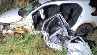 Motorista tenta desviar de animal, bate contra caminhão e fica preso às ferragens na GO-010, em Luziânia